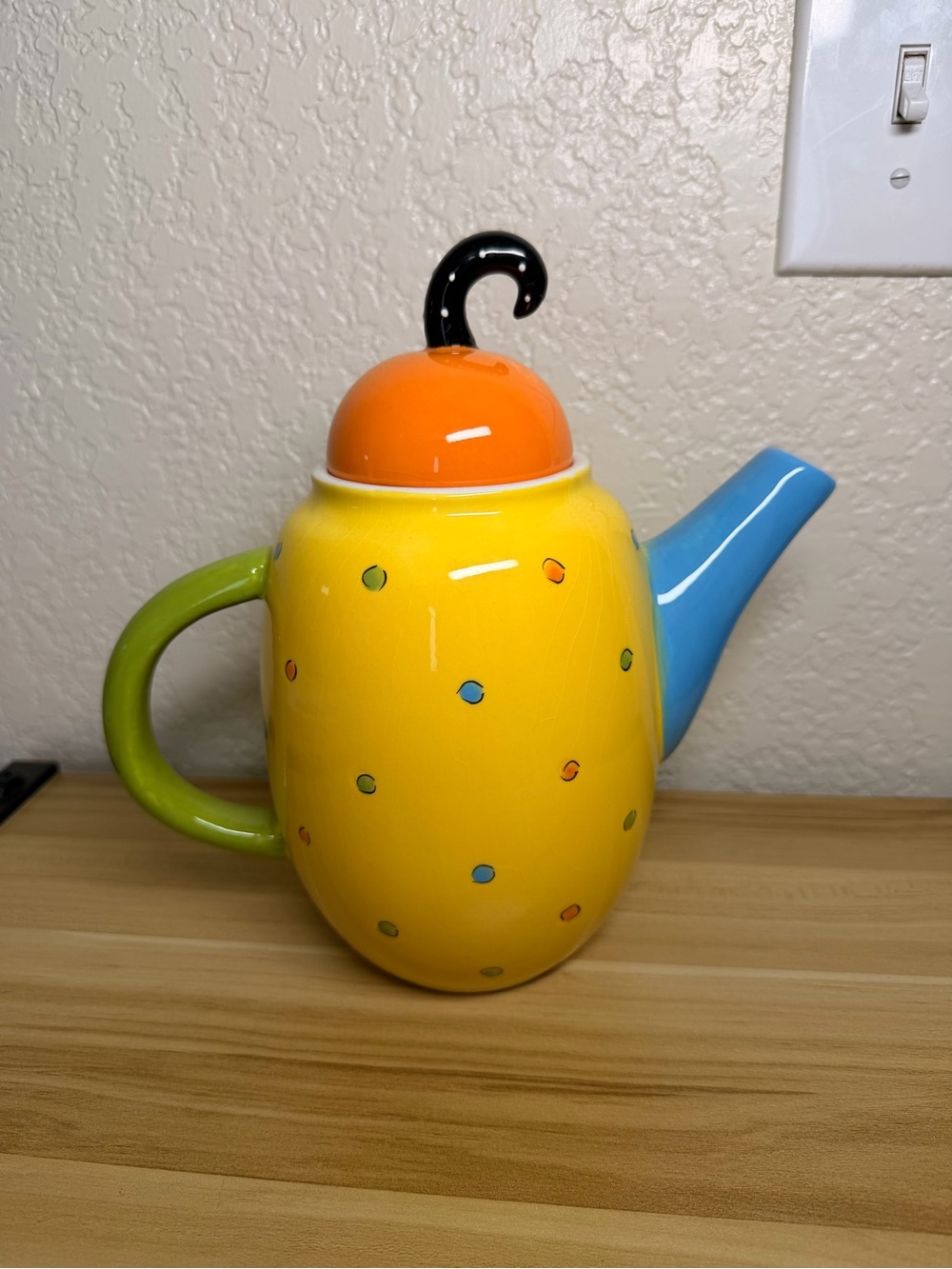 Vintage 90’s Dolli Potts Sandra Silberman Ceramic Teapot Polka Dot Whimsy EUC